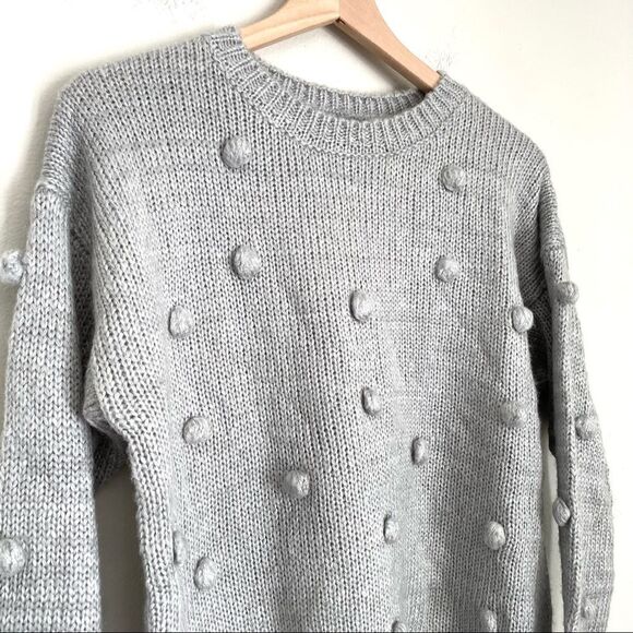LUMIERE grey pom knit sweater - Picture 2 of 5